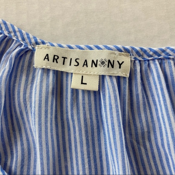 Artisan NY 3/4 sleeve embroidered striped blouse Size L - Picture 7 of 9